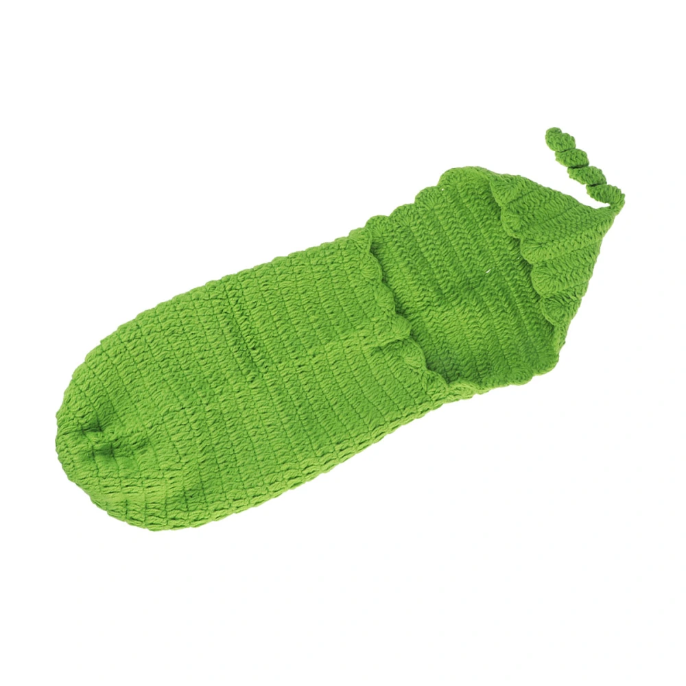 Newborn Prop Crochet Pea Pod Sleep Bag Baby Photography Props (Green)