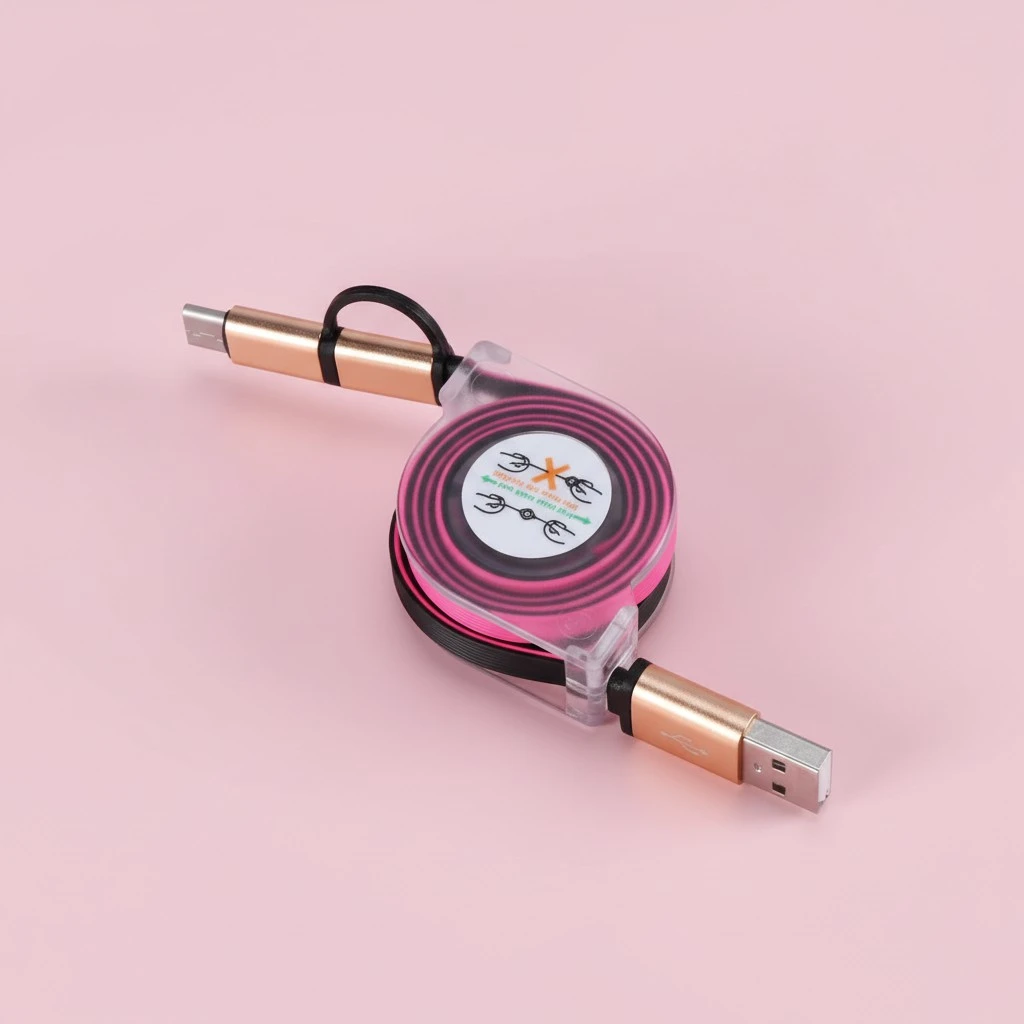 1m USB Charging Cable Retractable Type-C / Micro USB Charging Cord Portable Charger Cable for Android Phones (Red)