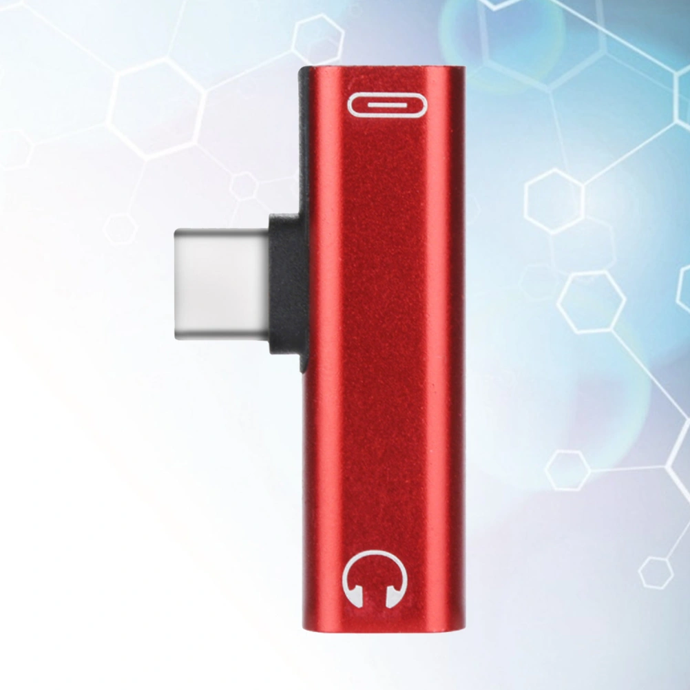 3.5mm to Type-C Earphone Adapter Type C 2 in 1 Audio Stereo Earphone Converter (Red)