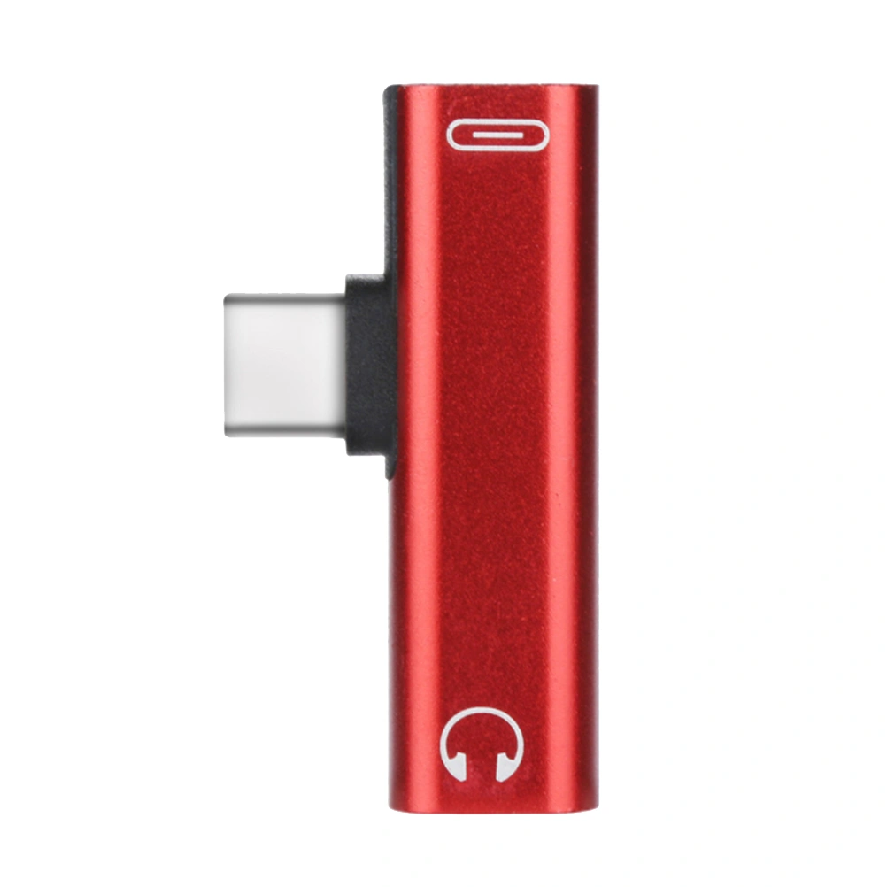 3.5mm to Type-C Earphone Adapter Type C 2 in 1 Audio Stereo Earphone Converter (Red)