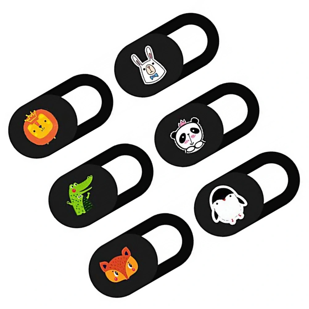 6Pcs Cartoon Animal Pattern Adhesive Computer Phone Camera Cover Slide Blocker