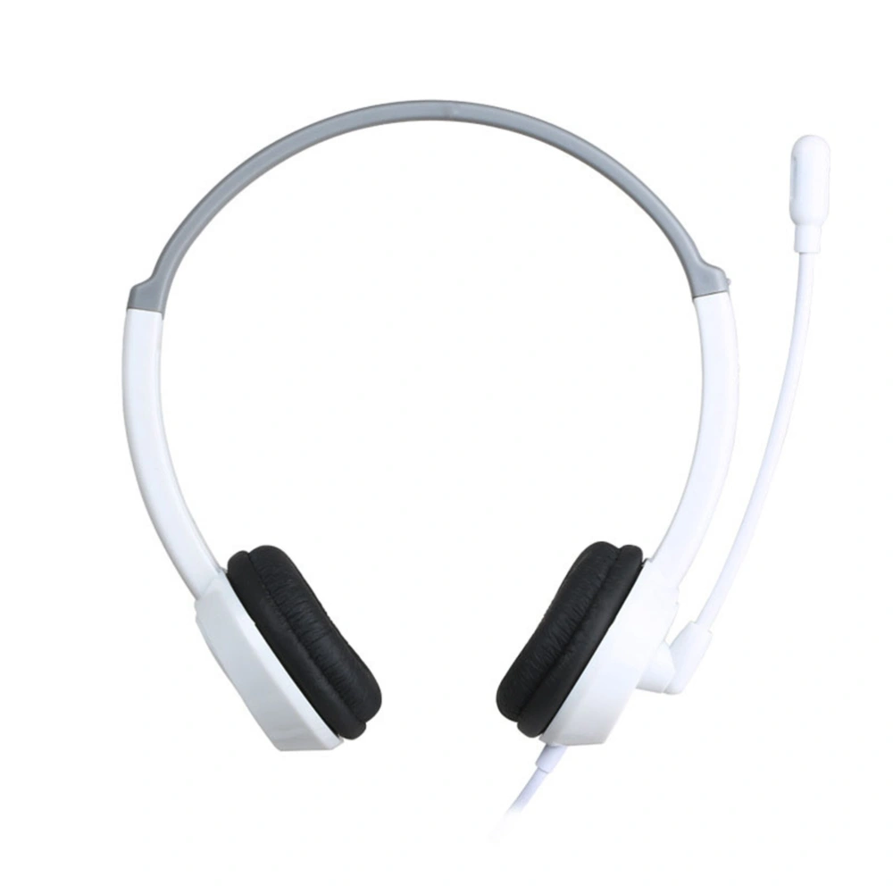 Wired Stereo Headset Noise Cancelling Earphone with Mic for Office Adjustable for Computer Laptop Desktop (White)