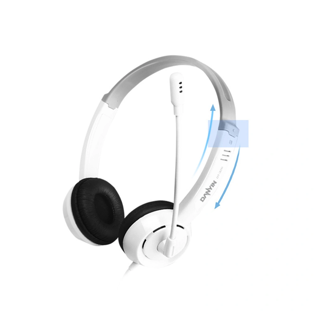 Wired Stereo Headset Noise Cancelling Earphone with Mic for Office Adjustable for Computer Laptop Desktop (White)