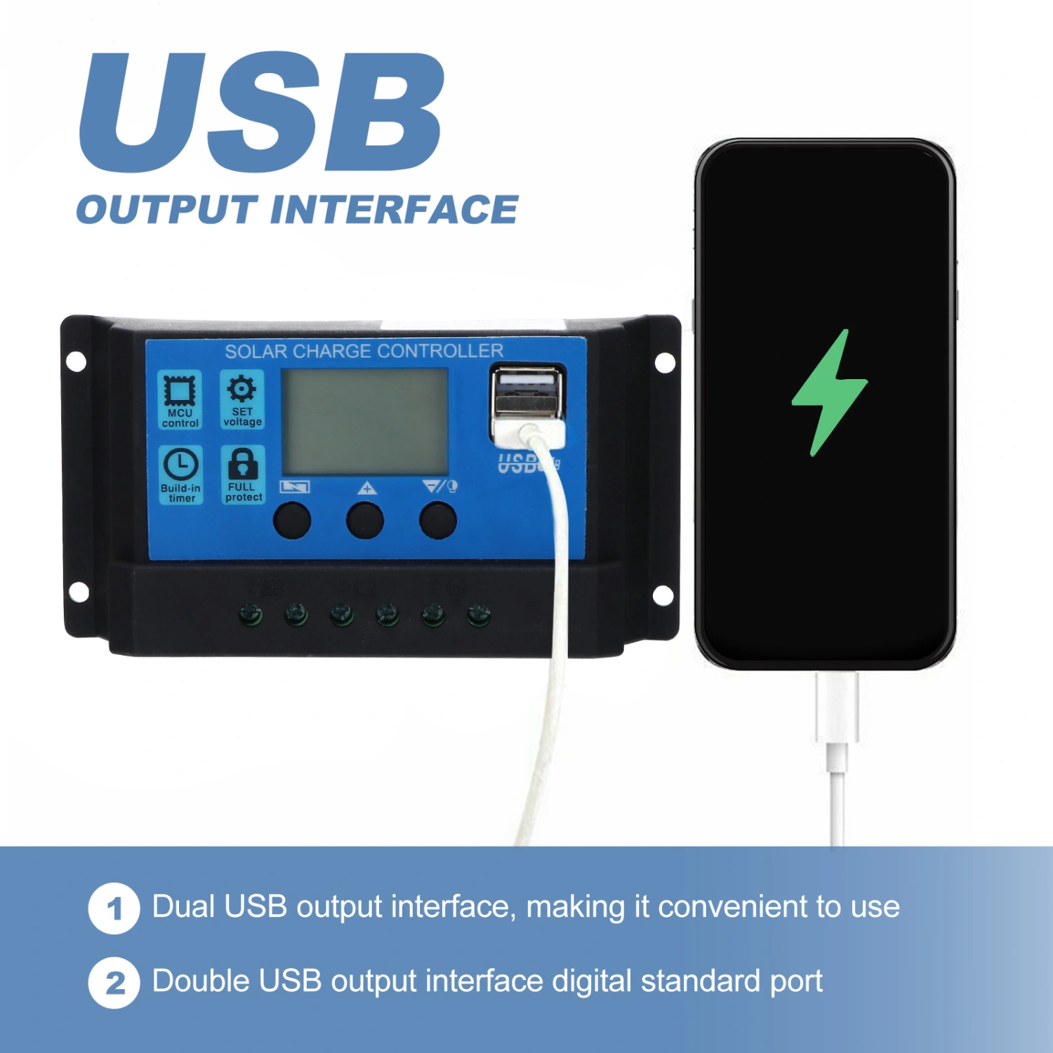 1pc Dual USB Output Solar Charging Controller Solar Panel Charging Controller