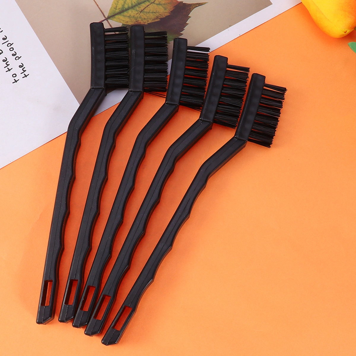 5pcs 7-inch 3 Row Plastic Handle PCB Circuit Board Anti Static Brush (Black)