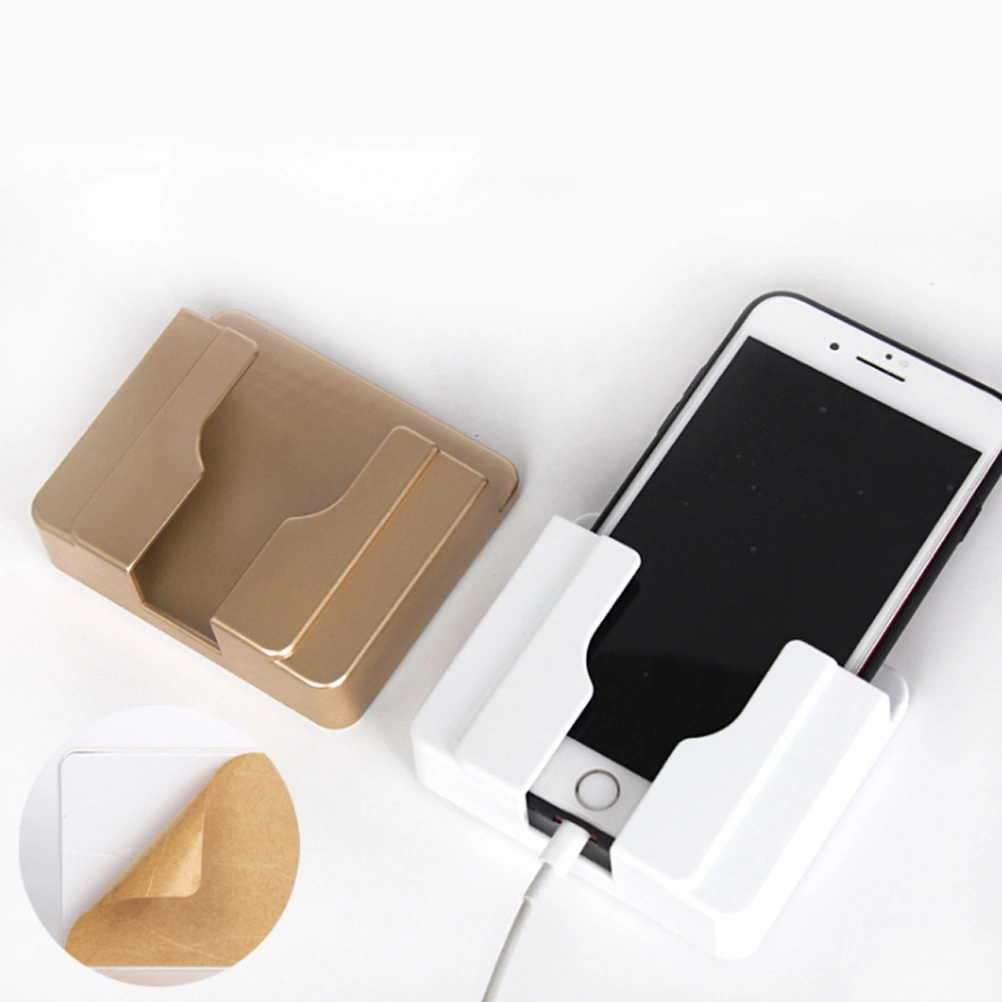 Frosted Adhesive Wall Mounted Phone Holder Mobile Phone Charging Rack Bedside Mount (White)