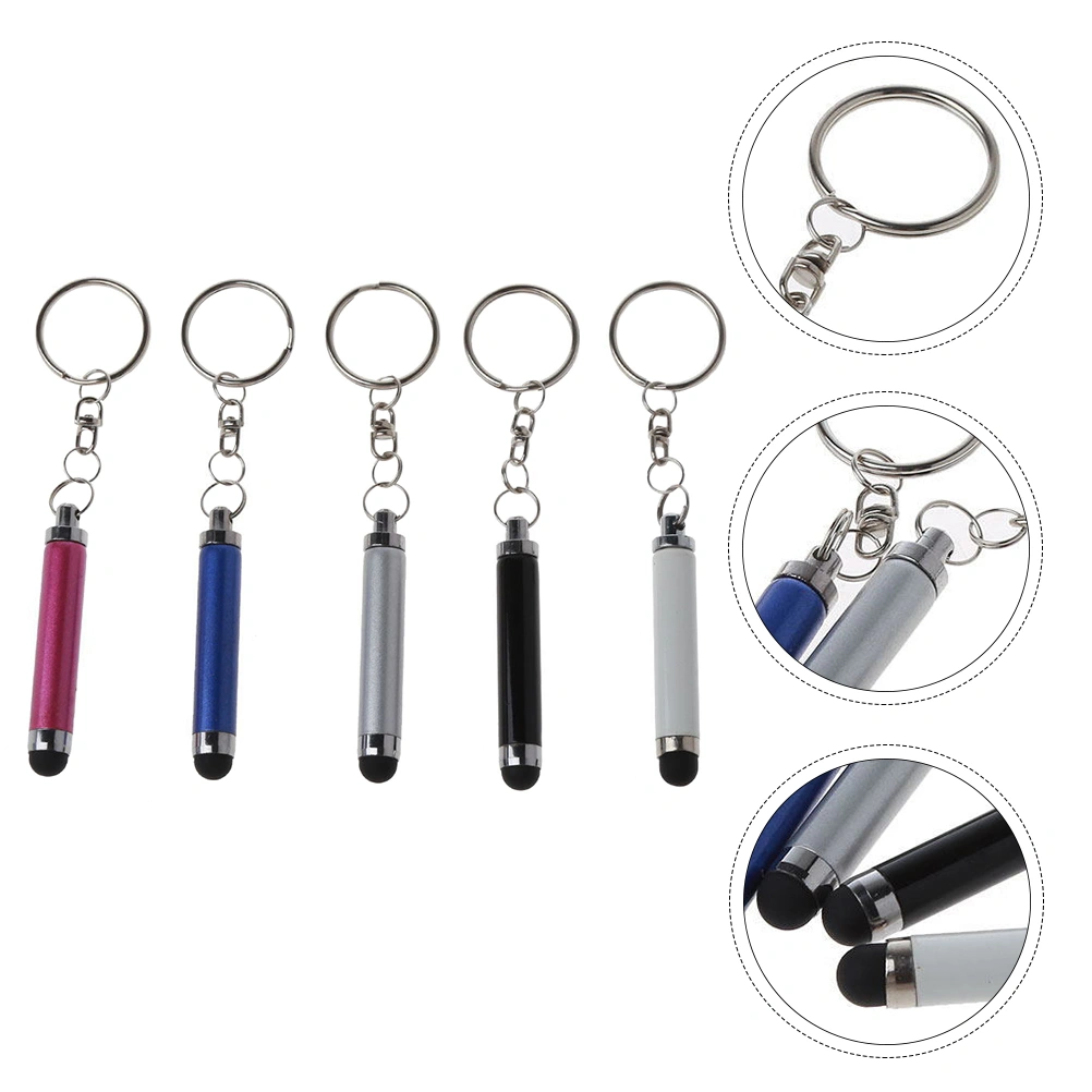 5pcs Keychain Stylus Pens Capacitive Touch Screen Styluses (Assorted Color)