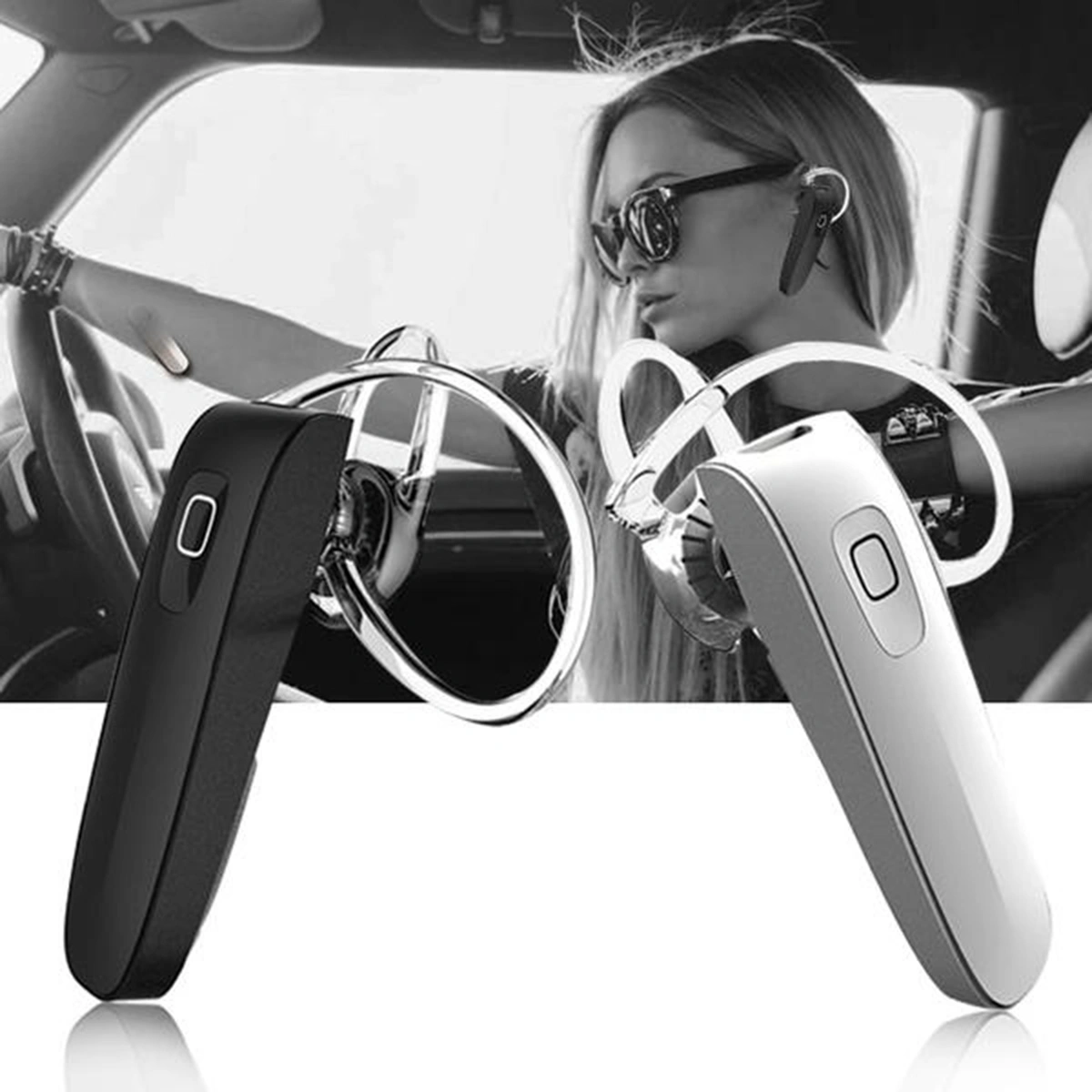 Earphones Wireless Headset Earhook Earbuds Handsfree Headphones for Smart Phone (White)