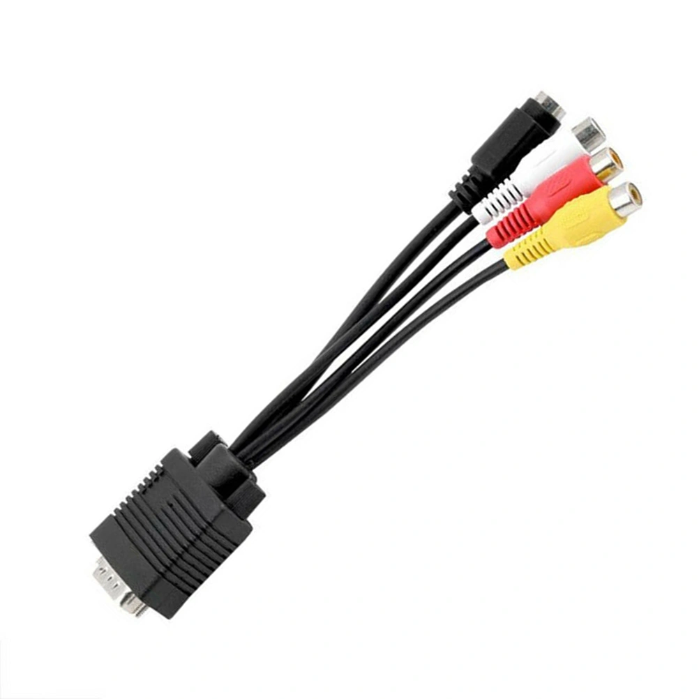 VGA SVGA to S-Video 3 RCA TV AV Out TV-Out Converter Adapter Cable for Laptop PC Televison Black