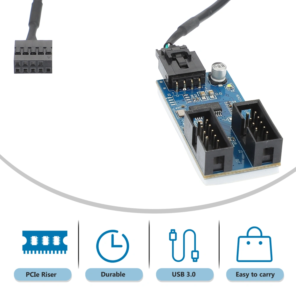 USB Header Extension Hub Port Multiplier USB 2.0 9-pin 1 to 2 Hub Splitter