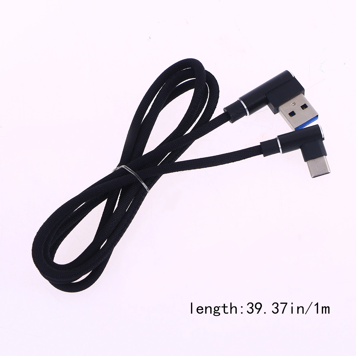 1M Right Angle USB Type C Cable Braided USB 2.4 A to 90 Degree USB-C Data Cable Charger Cord for Huawei P20/P20 Pro Mate 10 Galaxy S9/S8+ Note 8 LG V30 V20 G6 and More (Black)