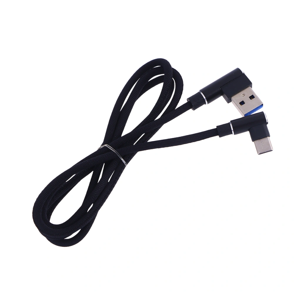 1M Right Angle USB Type C Cable Braided USB 2.4 A to 90 Degree USB-C Data Cable Charger Cord for Huawei P20/P20 Pro Mate 10 Galaxy S9/S8+ Note 8 LG V30 V20 G6 and More (Black)