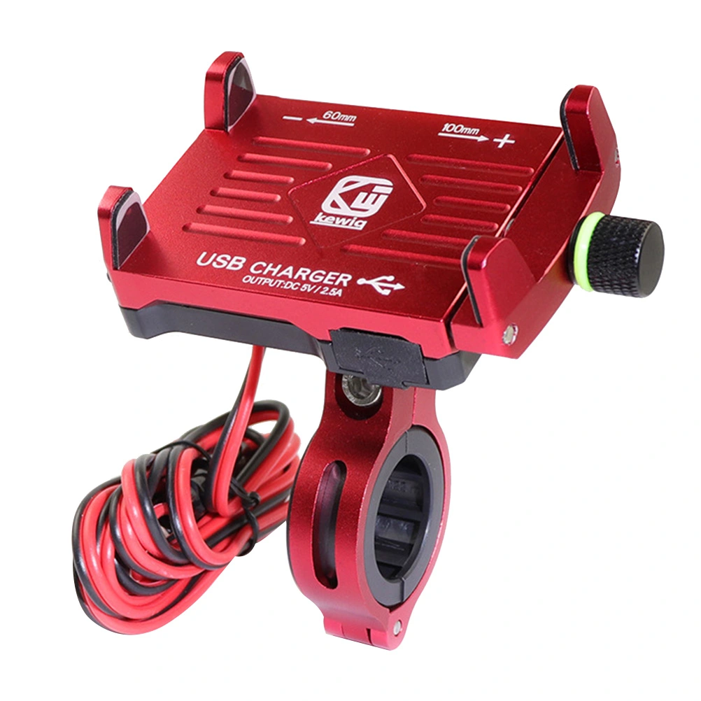 Waterproof Motorbike Phone Holder Motorcycle USB Charging Phone Stand Motorcycle Riding Phone Bracket for Motorbike Motorcycle (Red)
