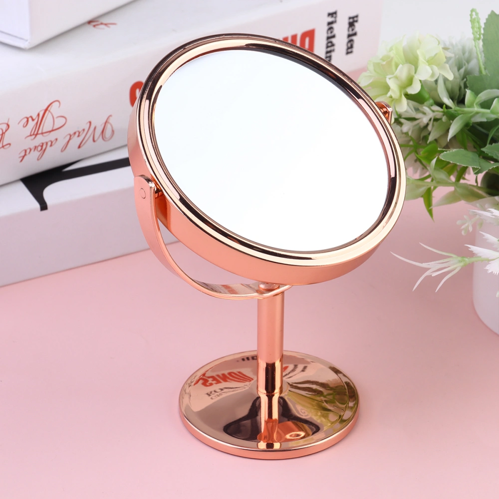 Double Side Cosmetic Mirror Desktop 3X Magnification Makeup Mirror for Home (Golden)