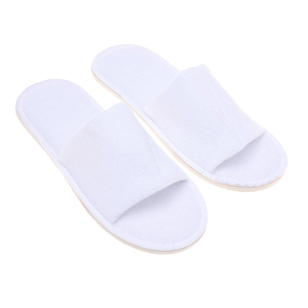 1 Pair Disposable Slippers Open Toe Non-Slip Home Hotel Spa Party Guest Indoor Slippers (White)