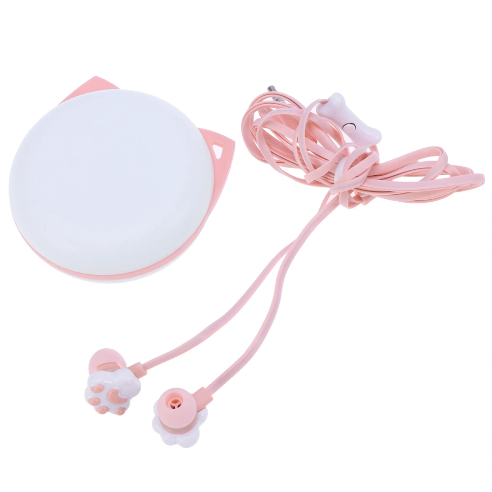 1pc Creative Kitten Claw Ear Headphones Earphone with Cartoon Storage Box for Kids Children Girls (Pink)