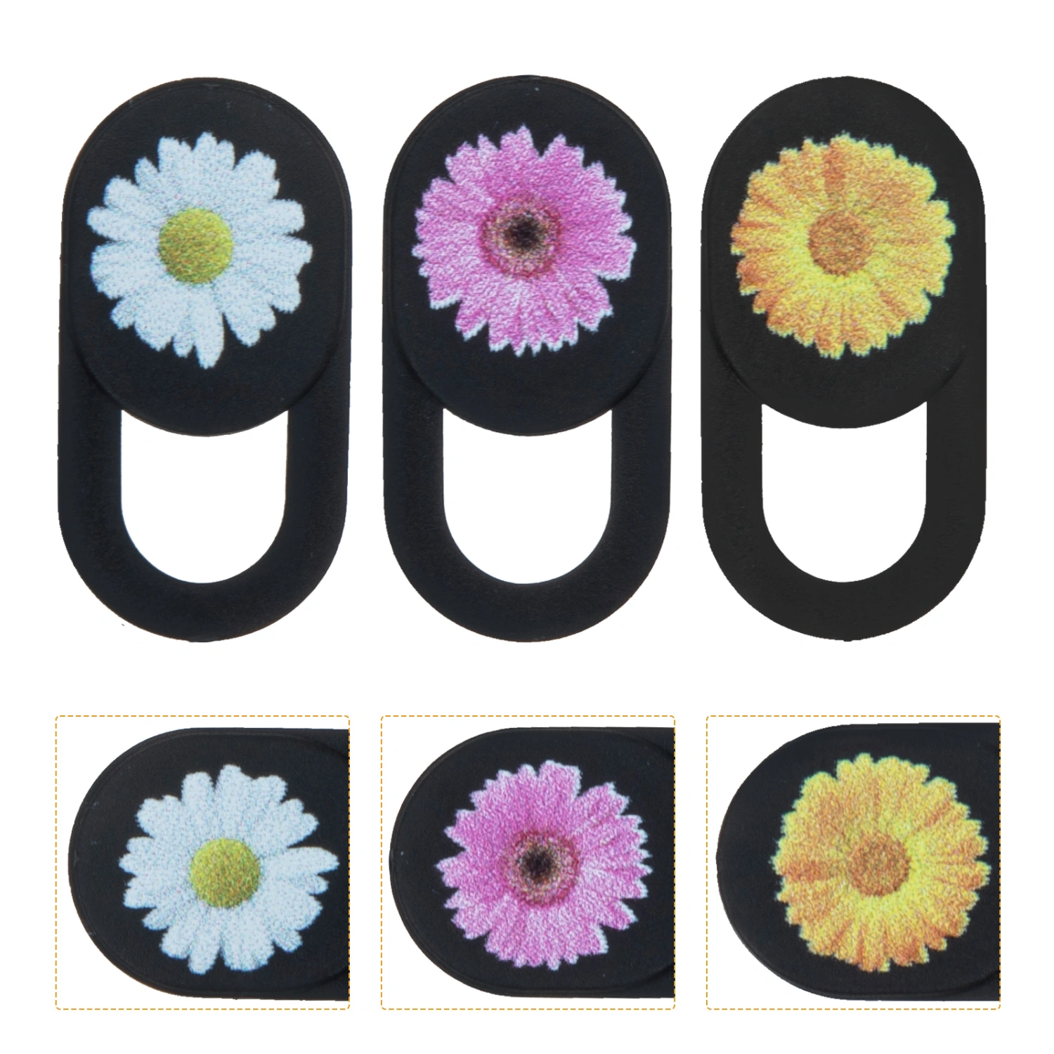 3Pcs Laptop Camera Cover Slide Flower Pattern Phone Webcam Privacy Lens Protector