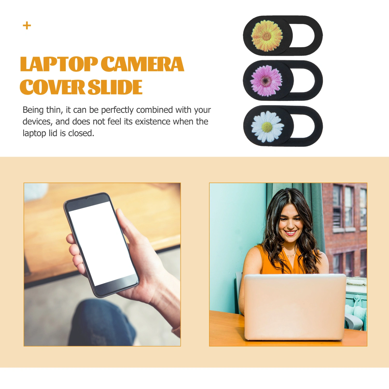 3Pcs Laptop Camera Cover Slide Flower Pattern Phone Webcam Privacy Lens Protector