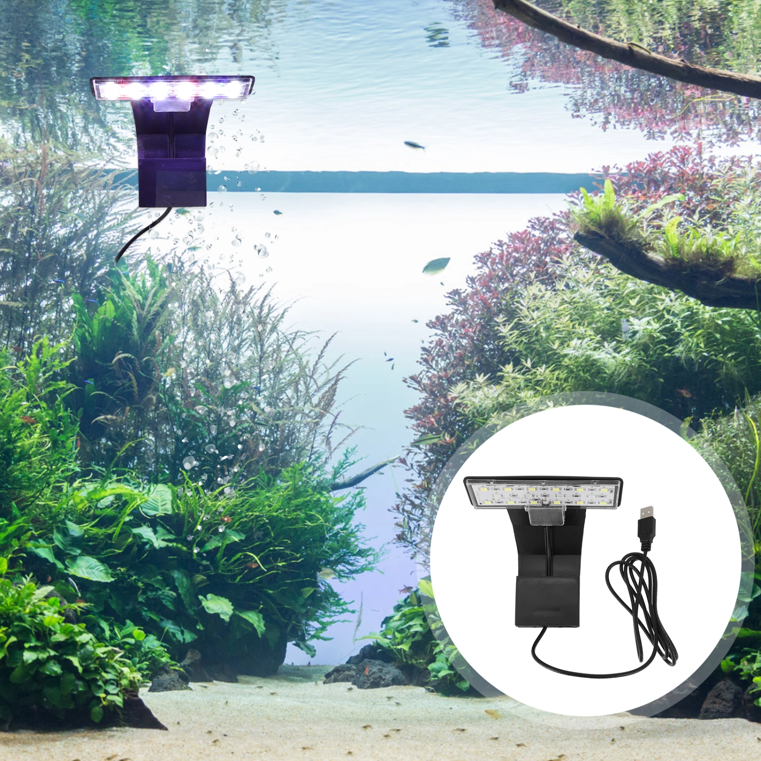 LED Aquarium Lamp Fish Tank Light Clip-on LED Aquatic Lights Waterproof Lamp