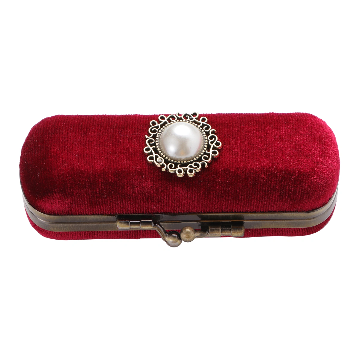 Retro Lipstick Box Lip Balm Organizer Bag Durable Cosmetic Storage Case With Mirror (Red, Random Inner Color)