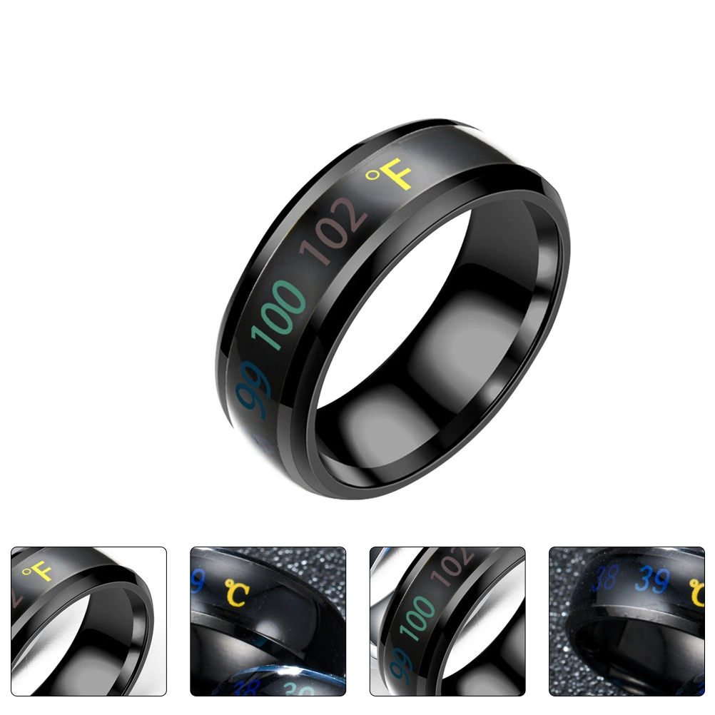 1Pc Fashion Ring Jewelry Intelligent Temperature Display Couple Ring (No.12)