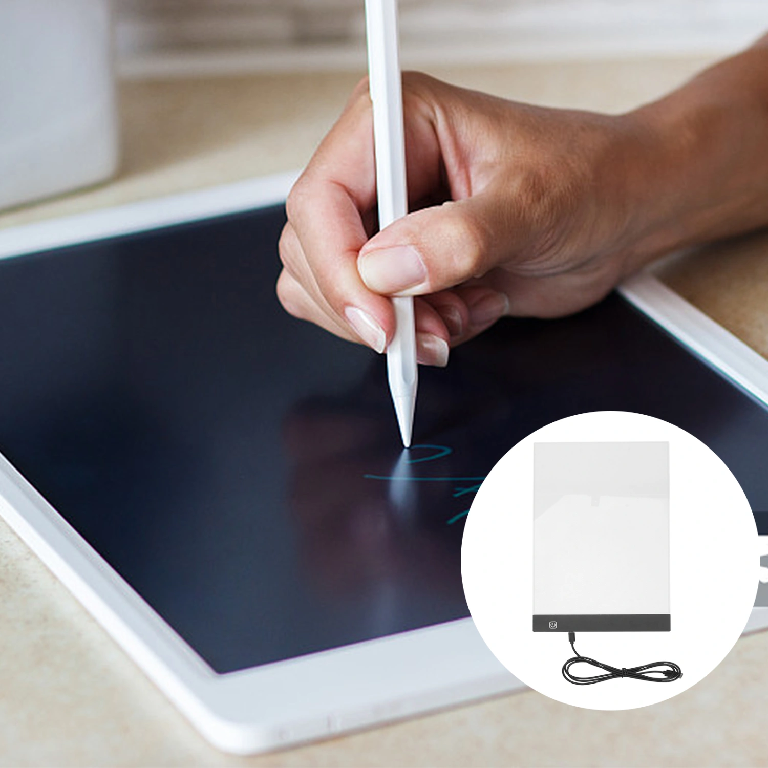 A4 Stepless Copy Board LED Light Writing Desk Illuminating Board Calligraphy Drawing Board Stencil Artist Drawing Lightbox Pad Board with USB Cable