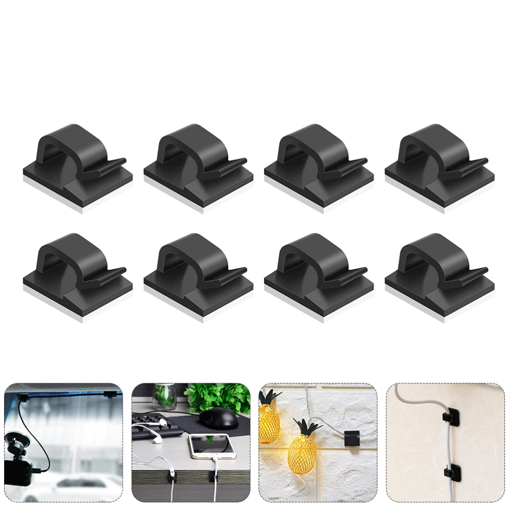 50pcs Home Cable Holders Desk Wire Clips Organizers Managements (Black)