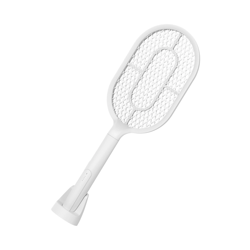 LED Rechargeable Electric Mosquito Swatter Mesh Insect Mosquito Swatter for Home (White)