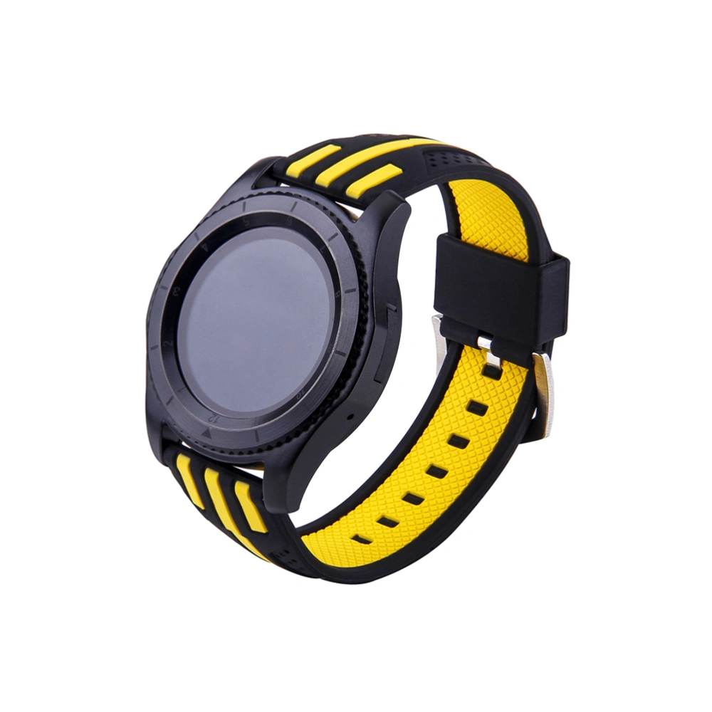 22MM Smart Bracelet Strap Smart Watch Sports Silica Gel Two-tone Wrist Band for S3 (Black with Yellow)