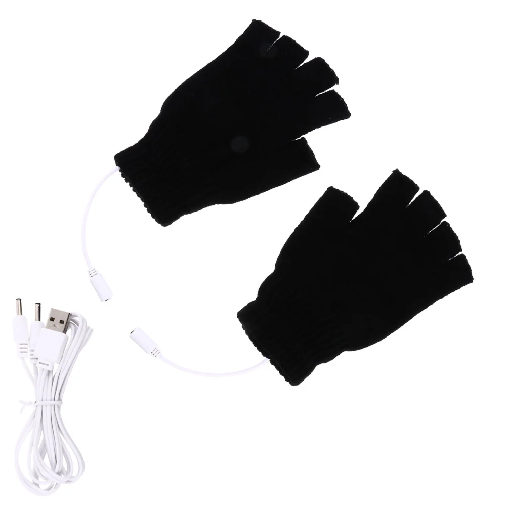 1 Pair Wool Knit Gloves Electric Heated Gloves Thermal Gloves Laptop Gloves