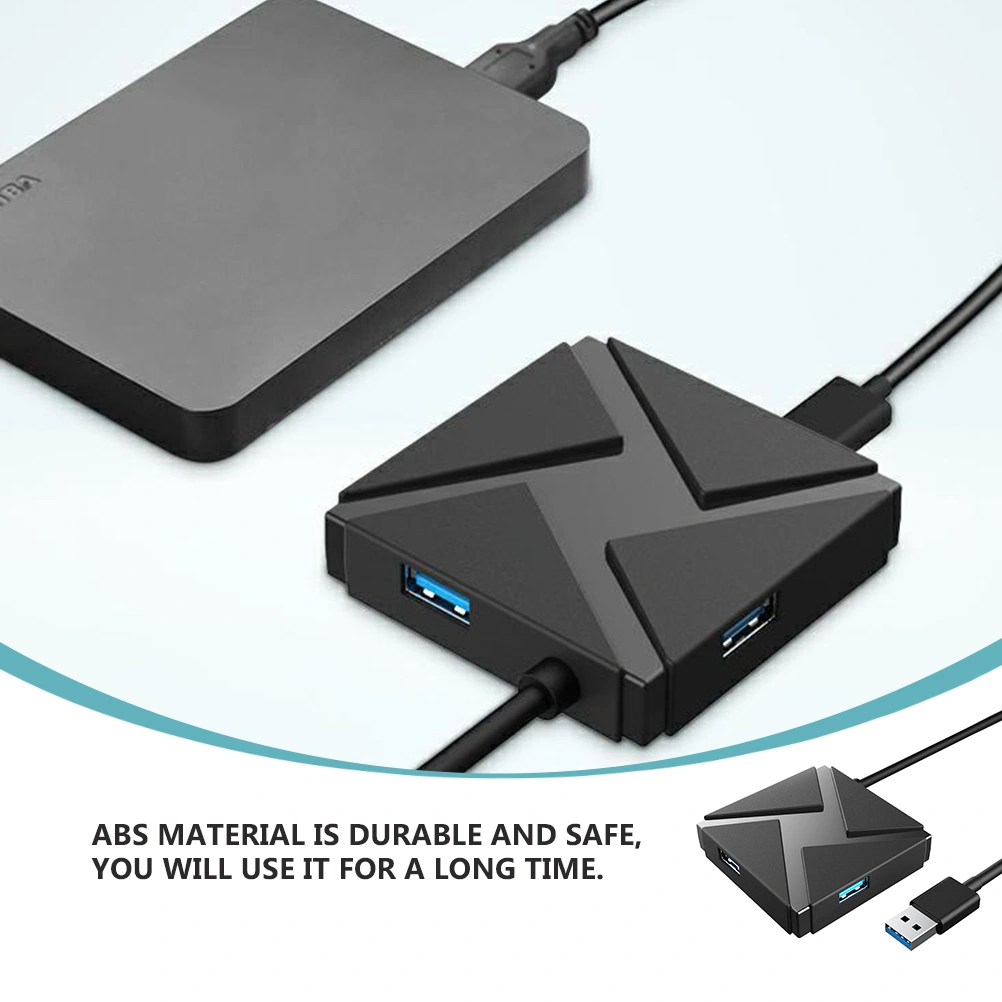 Computer USB HUB Four Ports Practical Concentrator Deconcentrator (Black)