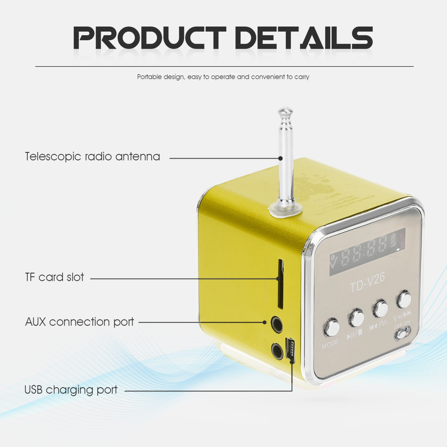 Mini Digital Portable Music MP3/4 Player Micro SD/TF USB Disk Speaker FM Radio (Green)