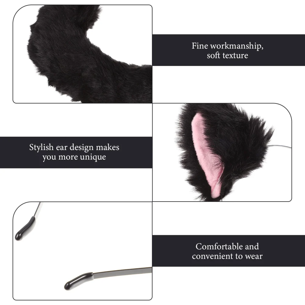 1 Set of Animals Costume Prop Animals Ear Headband Tail Kids Costume Prop