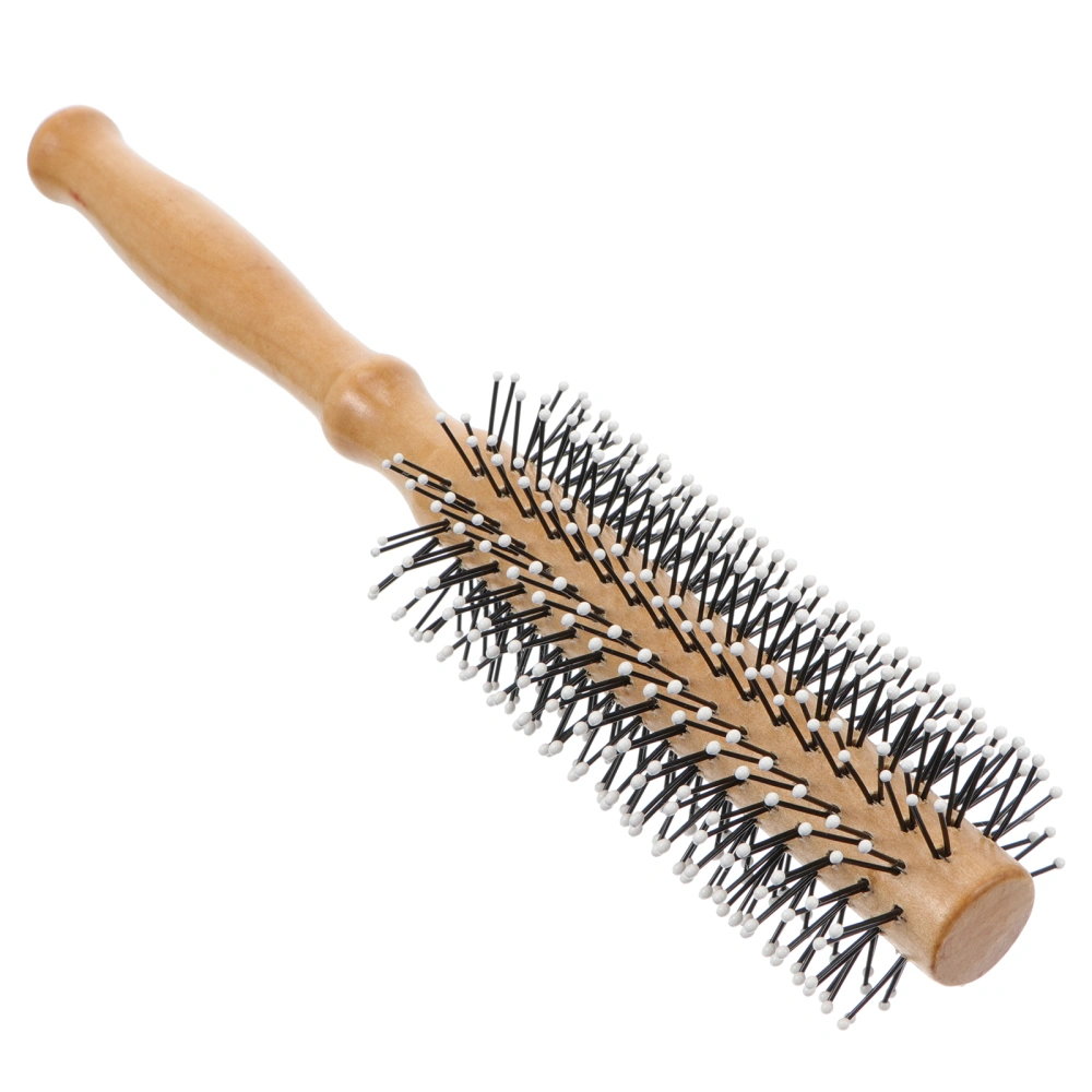 1PC Hair Styling Comb Household Round Hair Brush Wood Handle Rolling Comb