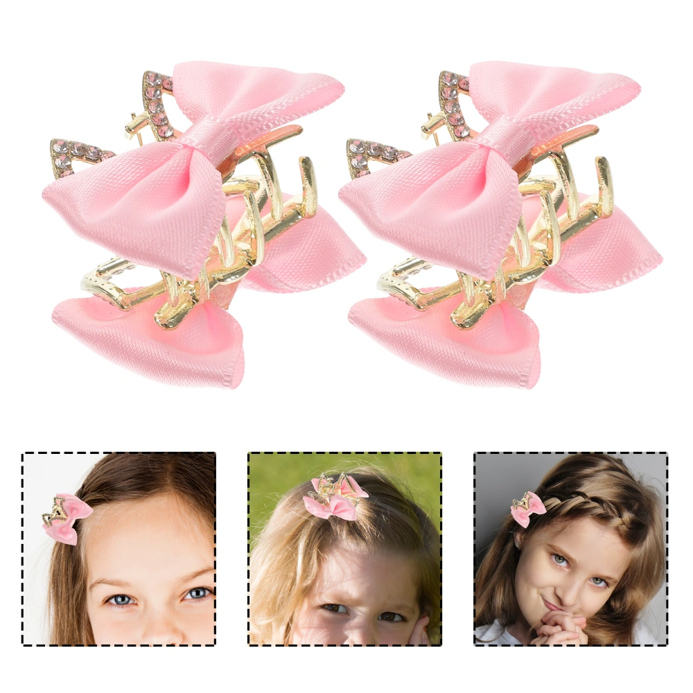 2pcs Small Hair Clips Bow Mini Hair Claws Bow Knot Jaw Clips Girls Claw Barrettes