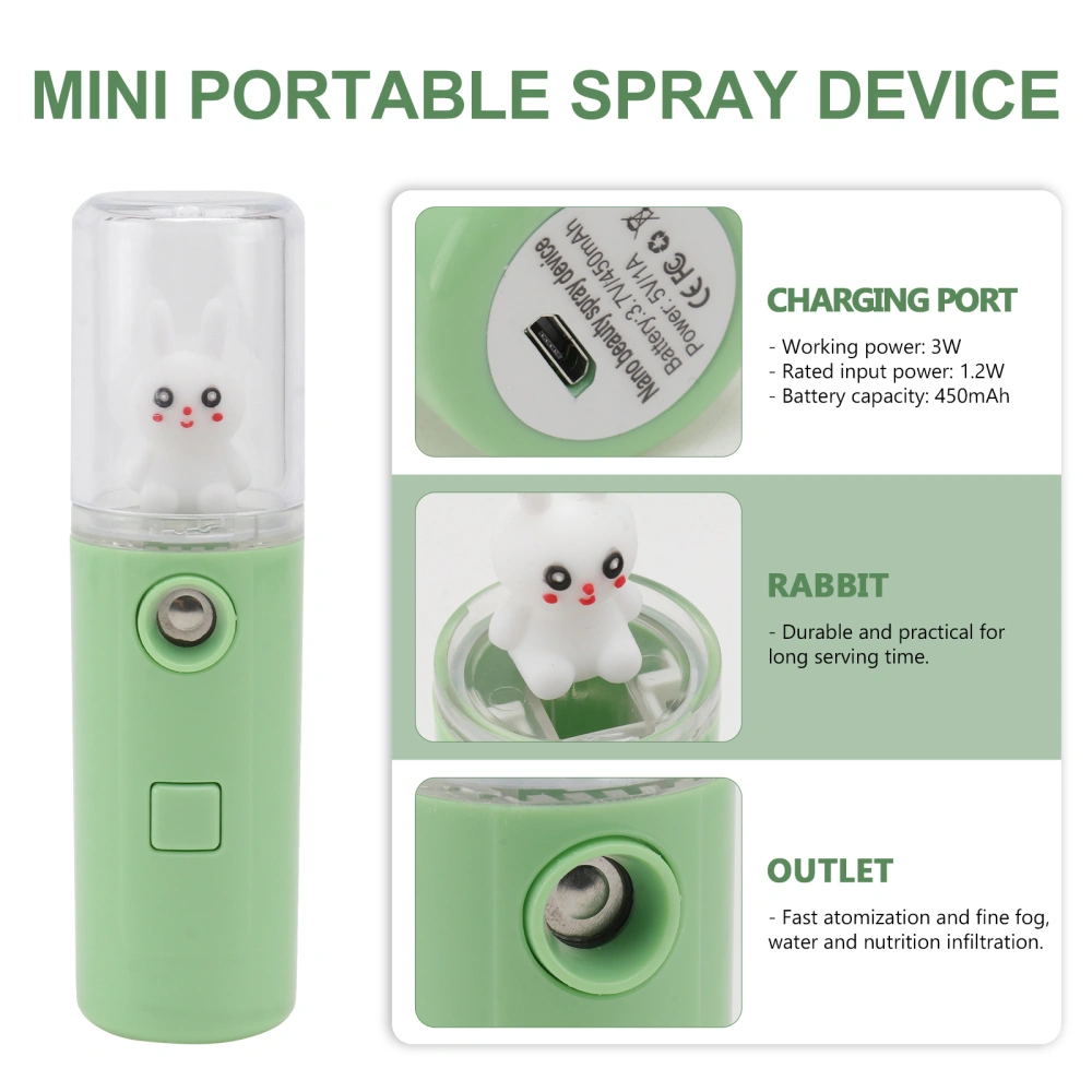 1Pc Cartoon Mist Sprayer Female Water Replenisher USB Charging Humidifier Green