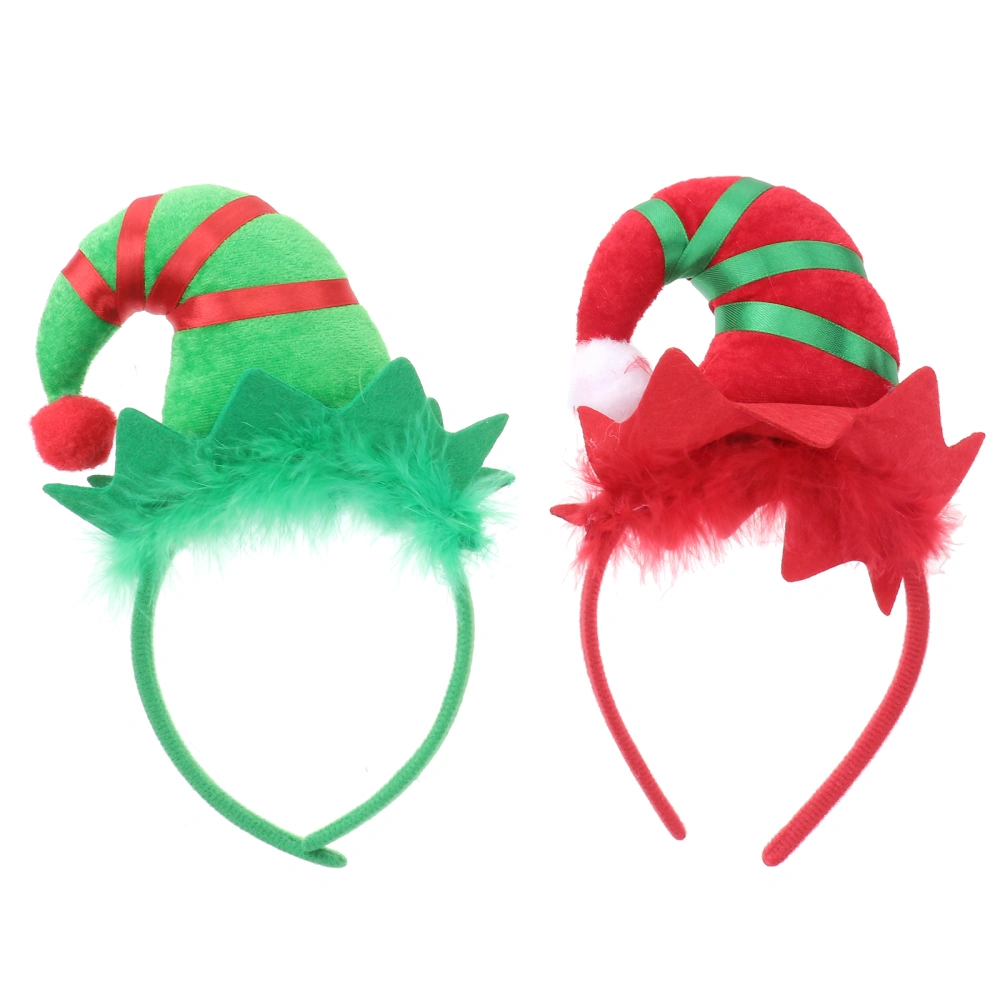 2 Pcs Christmas Headwear Red and Green HornHair Funny Festive Headdress Hair Accessories for Girls and Ladies