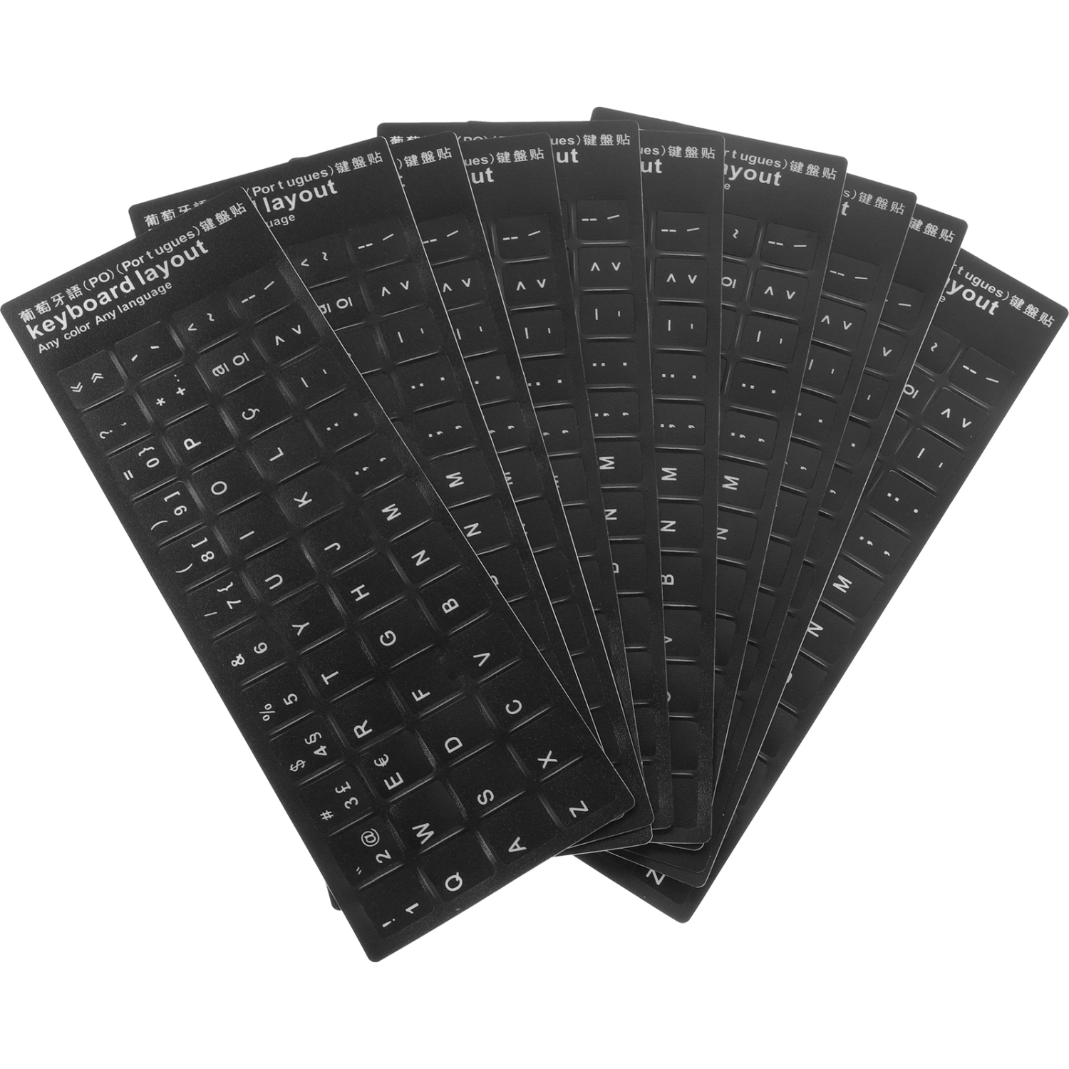 10pcs Keyboard Stickers Black Background with White Lettering Keyboard Skin