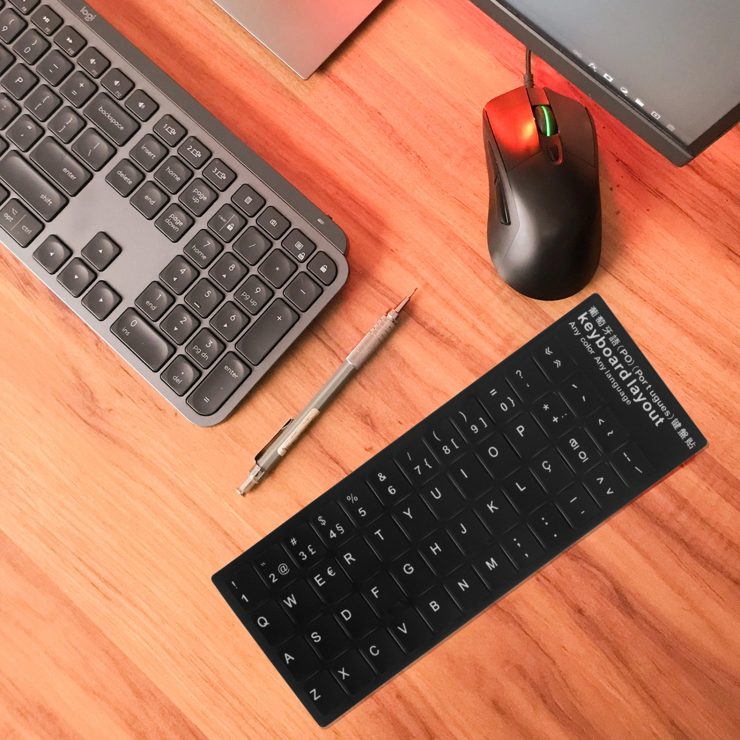 10pcs Keyboard Stickers Black Background with White Lettering Keyboard Skin