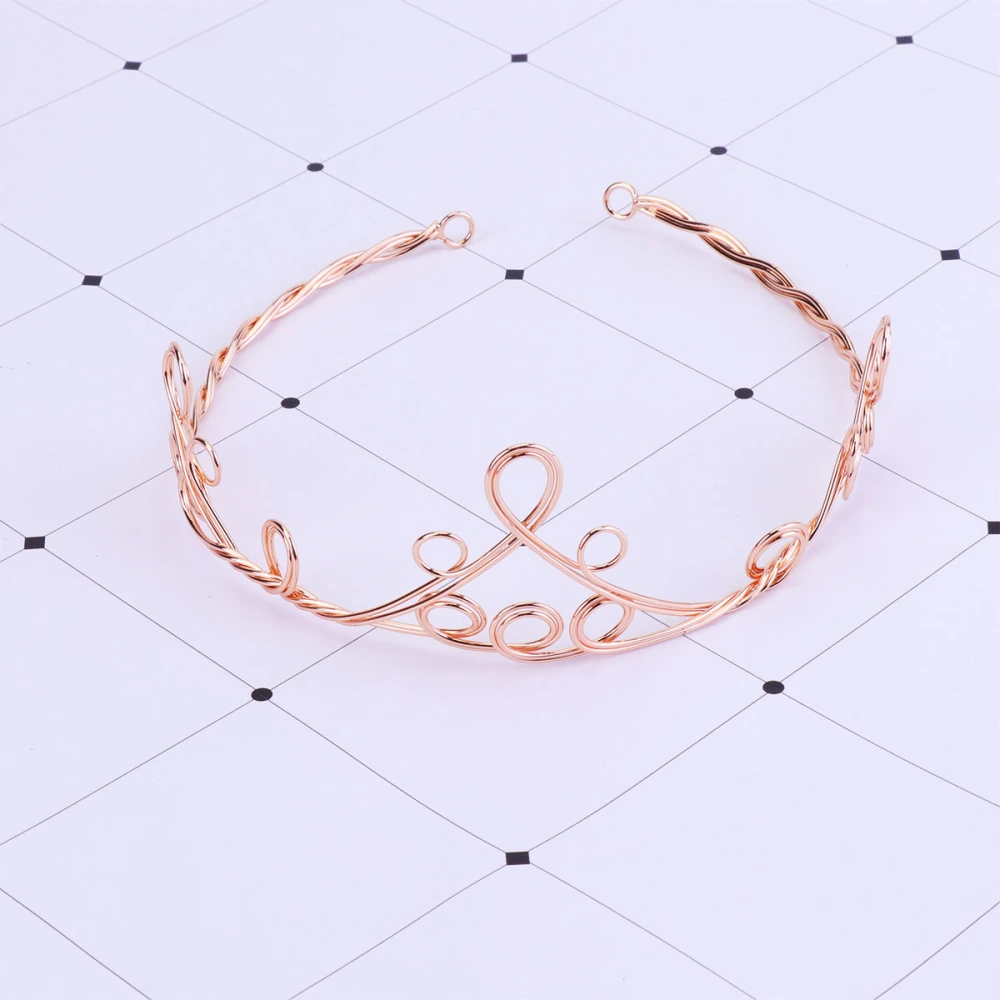 1pc DIY Copper Crown Delicate Handcraft Winding Crown Headwear Hair Accessory for Lady (Golden)