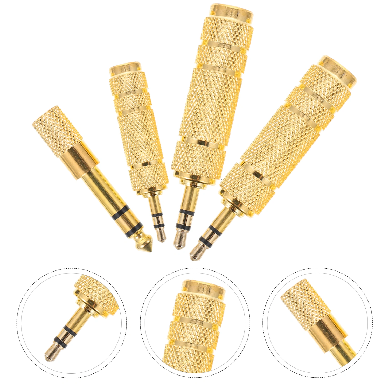 4pcs Stereo Headphone Adapters 6.5mm to 3.5mm Adapter for Audio Interface