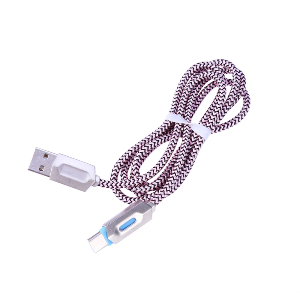 1 Meter Charger Cable with LED Light Indicator Nylon Braided USB C Data Sync and Charging Cable for Android Phones Tablets Samsung/Google Pixel 2/Sony LG Lumia (Pink)