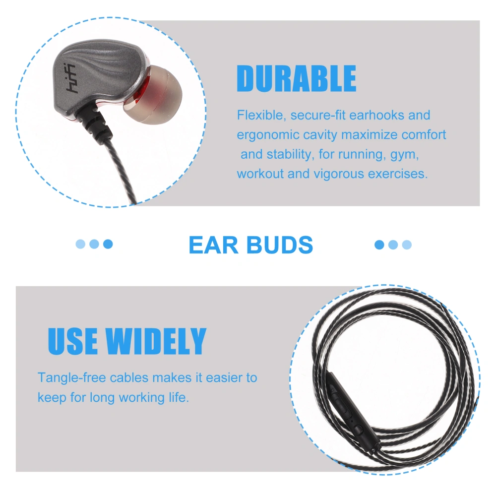 In-Ear Wired Earphone Subwoofer Stereo Bass Earbuds Game Headset with Mic for Phone Tablet (Type-C Interface, Grey)