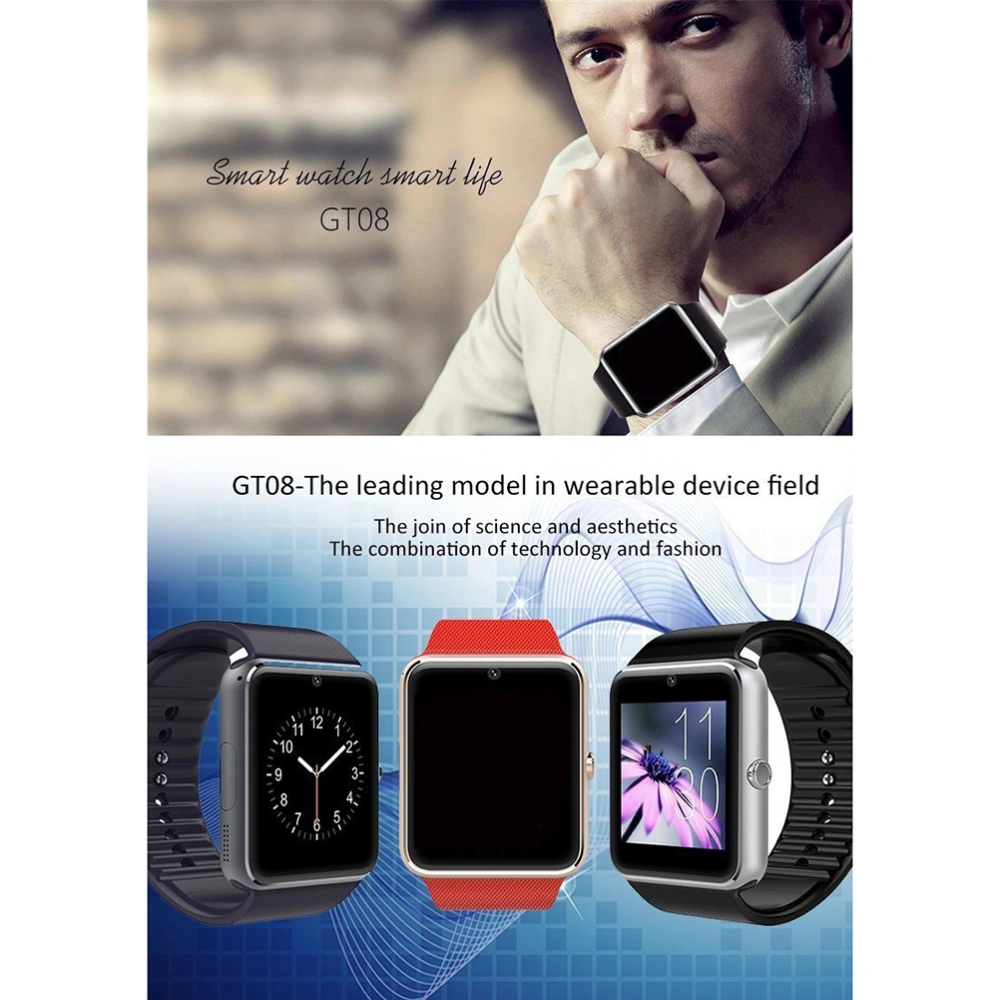 GT08  Smartwatch Smart Watch with SIM Slot and 2.0MP Camera for iPhone / and Android Phones (Silver)