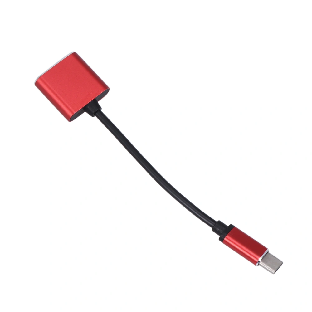 3.5mm Type-C Earphone Adapter 2 in 1 Adapter Earphone Charging Converter (Red)