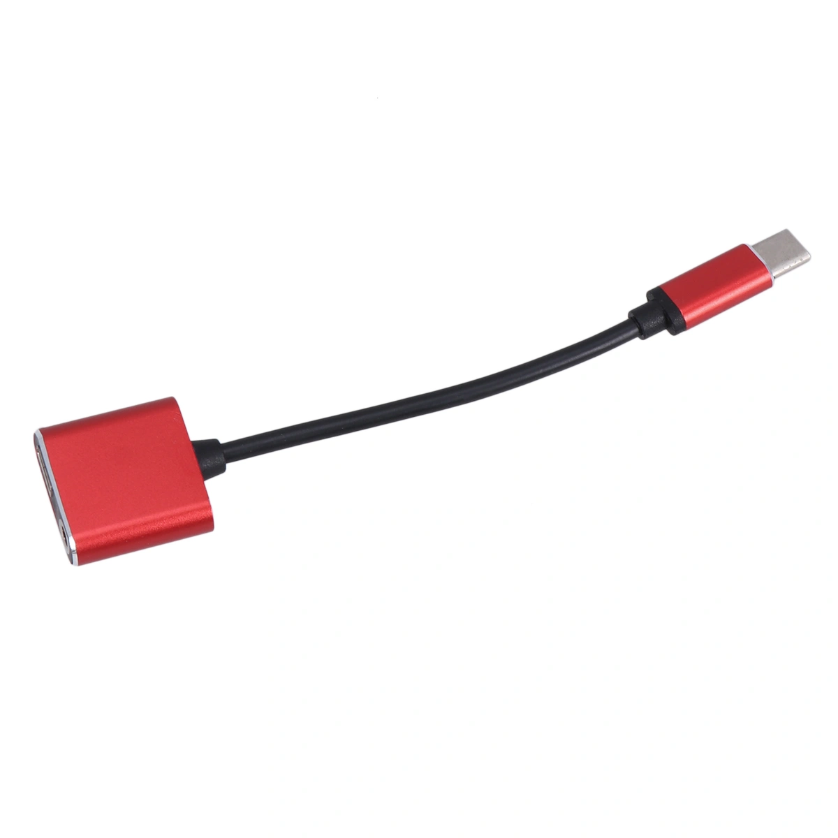 3.5mm Type-C Earphone Adapter 2 in 1 Adapter Earphone Charging Converter (Red)