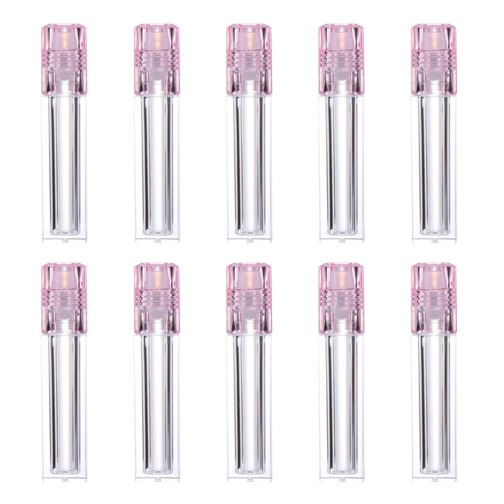 1 Set 10Pcs Hydrating Lip Oil Vials Moisture Lip Refillable Roll-On Bottle Lip Oil Vials with Lid (Pink Cap)