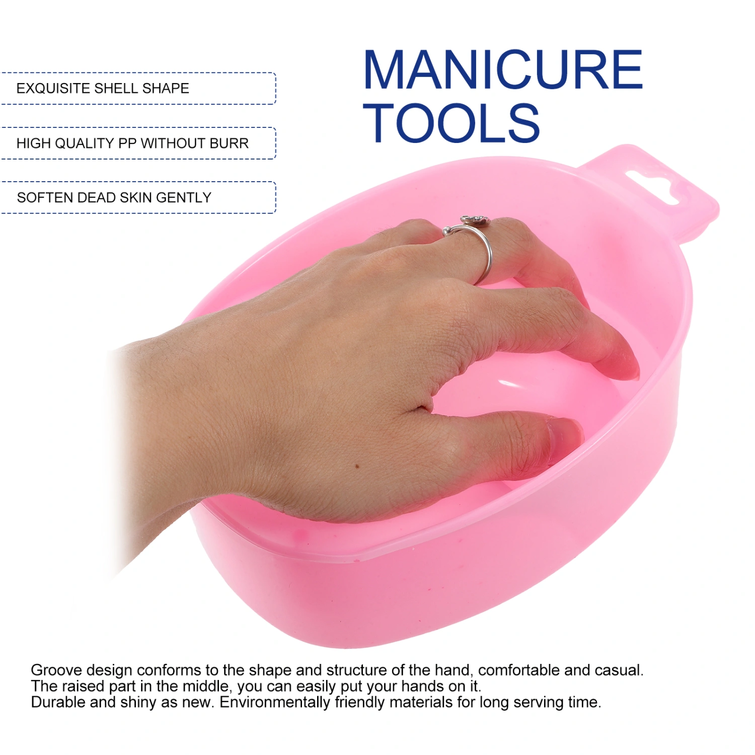 1Pc Single-layer Soaking Bowl Nail Removal Bowl Rectangular Nail Care Bowl Manicure Care Bowl (Watermelon Red)