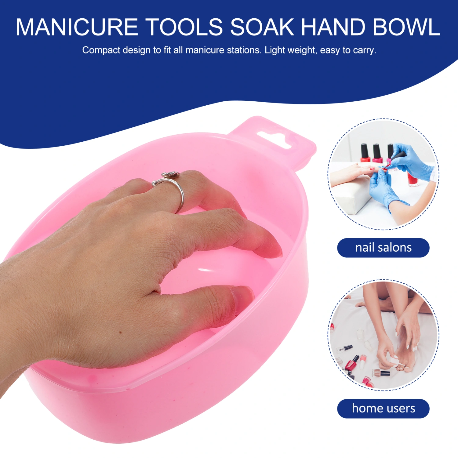 1Pc Single-layer Soaking Bowl Nail Removal Bowl Rectangular Nail Care Bowl Manicure Care Bowl (Watermelon Red)
