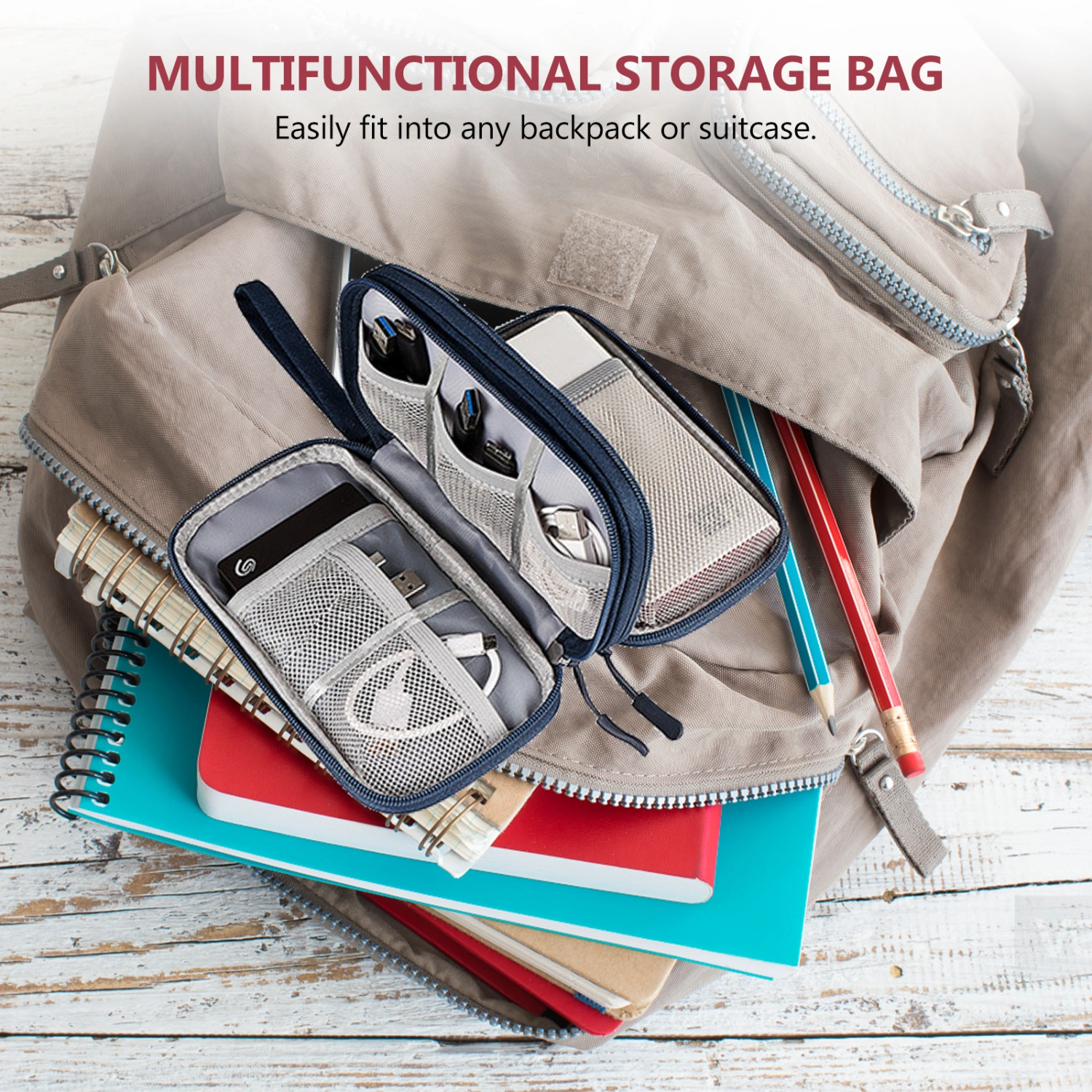 1pc Electronics Accessories Pouch Earphones Date Cable U Disk Organizer Bag